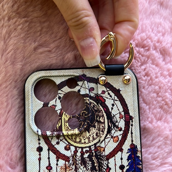 For iPhone 14 plus,14 pro max phone case with wrist strap kickstand keychain - Picture 6 of 11